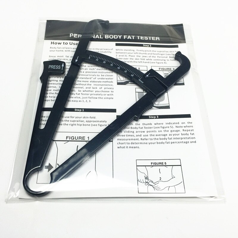 Analizador de grasa corporal Personal, medidor de pliegues cutáneos, tablas de medida, Fitness, herramientas de medición delgadas para mantener la salud: black