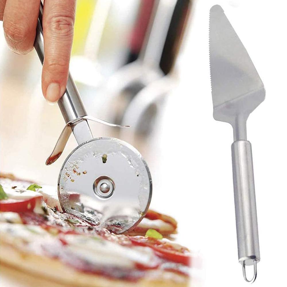 Pizza Cutter Wheel Kit with Shovel Stainless Steel Pizza Pies Wheel Slicer