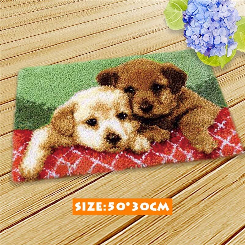 Diy Klink Haak Cartoon Kat Hond Klink Haak Mat Kussen Knooppakket Tapijt Smyrna Dier Seriesrug Kits Pakket Kussen Latchhook: AZD078