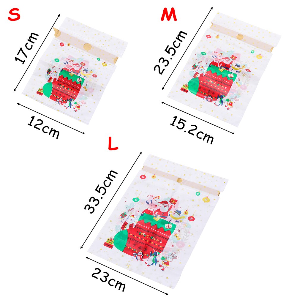 5PCS Plastic Candy Wrap Package Christmas Cookie Drawstring Bags Storage Pouches Baking Stocking Container Party Supplies