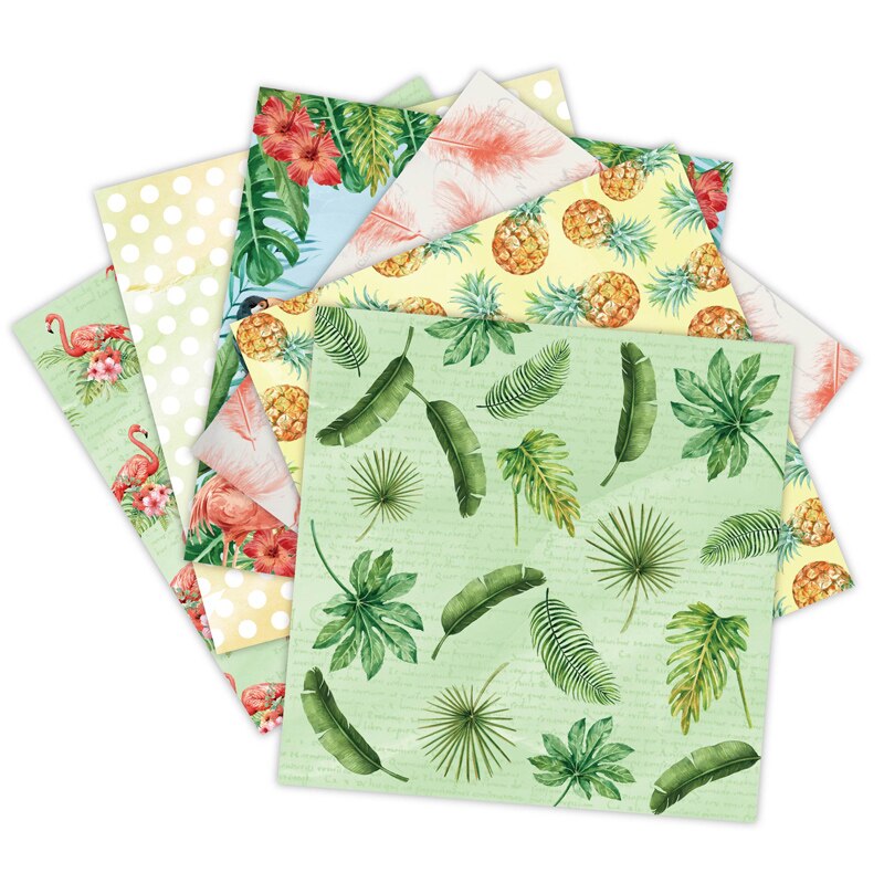 KLJUYP, 12 hojas de almohadillas álbum de recortes Tropical, papel de Origami, papel de fondo artístico, papel para álbum de recortes, manualidades DIY