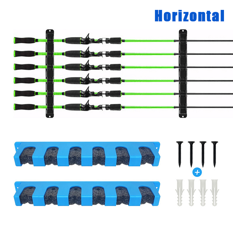 Supports de canne à pêche, support Vertical à 6 tiges, support mural modulaire pour Garage, présentoir de canne à pêche, cadre fixe: Bleu
