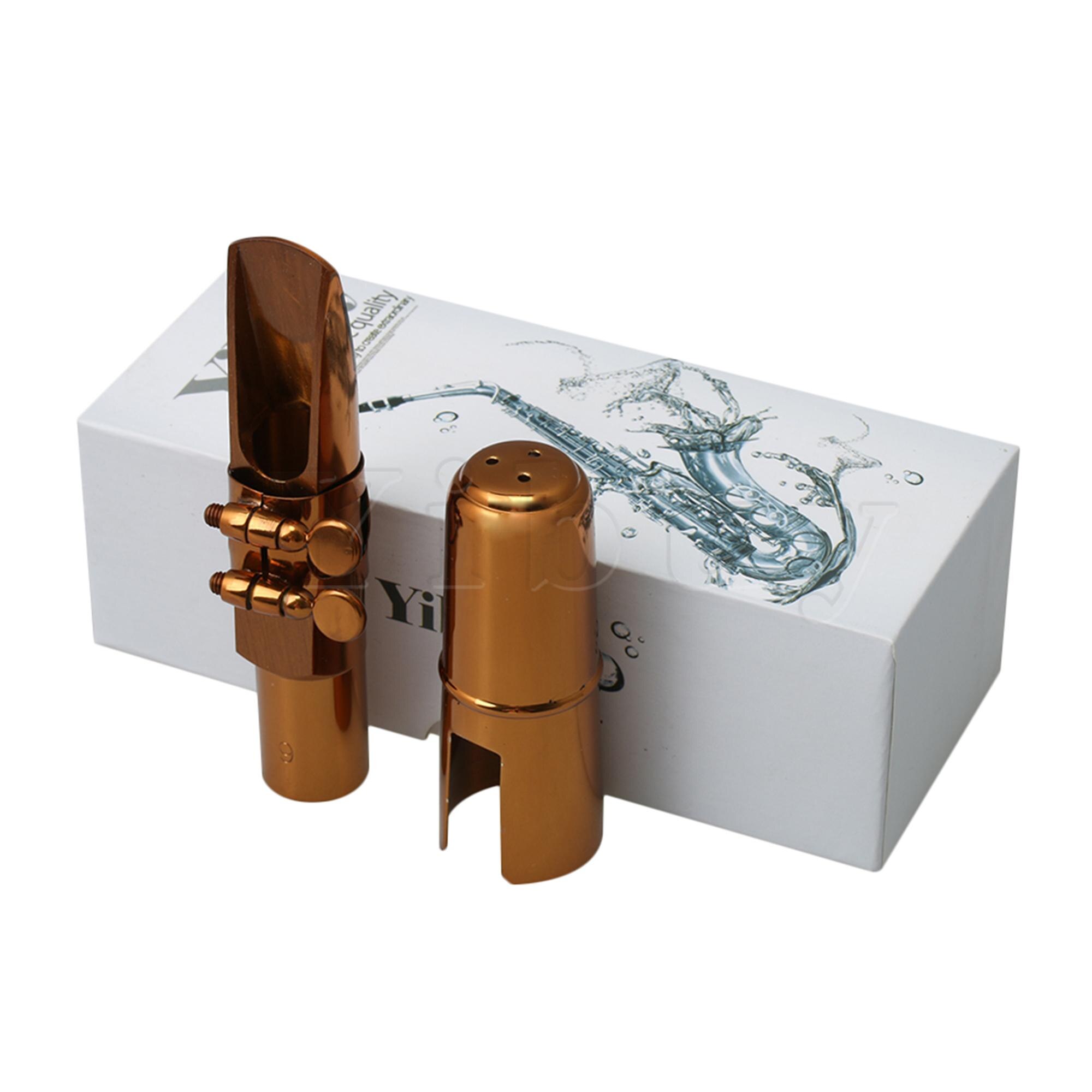 Yibuy Rose Gold B Flache Tenor Saxophon Sax Mouthpiece with Ligatur Kappe 9 #