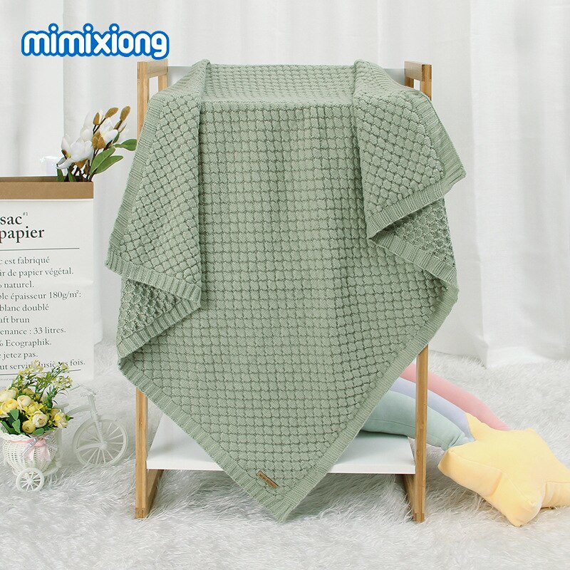 Ins pure color knitting blanket for boys and girls: Light Green