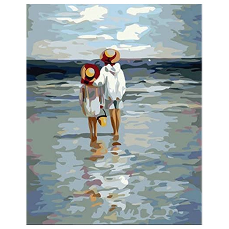 Paint By Numbers Kits for Adult, DIY Canvas Painting for Adults Beginner -Double Watching the Sea