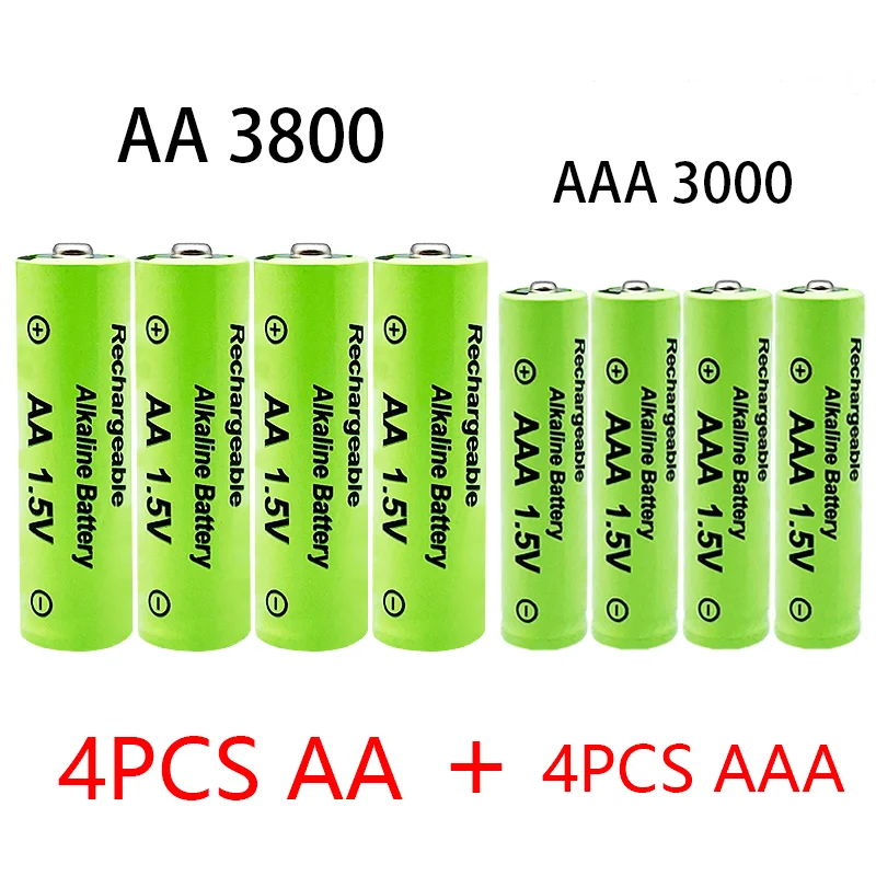 1.5V AA+AAA alkaline battery 3800/3000Ah, suitable for flashlights, watches, and alkaline batteries: black