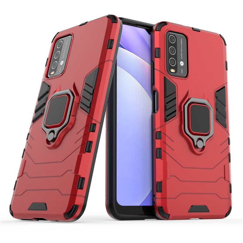 For Xiaomi Redmi 9T Case Bumper Anti-knock Armor Magnetic Suction Stand Full Edge Back Cover For Redmi 9T Case For Redmi 9T 9 T: Red