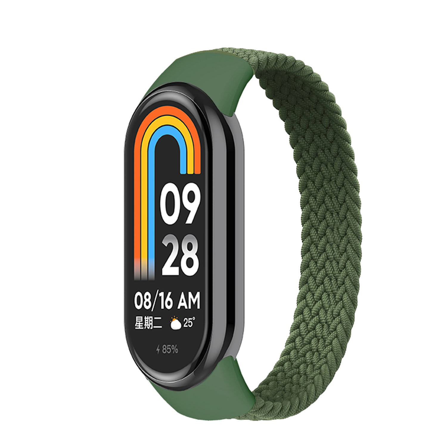 Braided Solo Loop for Xiaomi Mi Band 9 Strap Replacement accessories Elastic Nylon Watchbands correa bracelet for Miband9 8 NFC: green / 7 Inches & Above