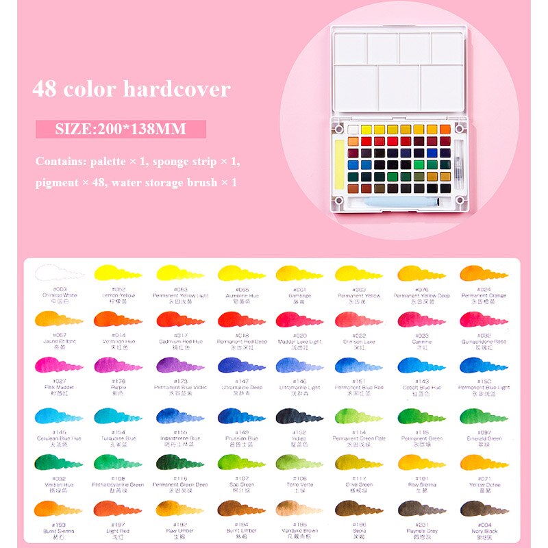 Sakura akvarel solid pigment maling sæt 12/18/24/30/36/48/60/72 farver lite / hardcover studerende håndmalede bærbare forsyninger