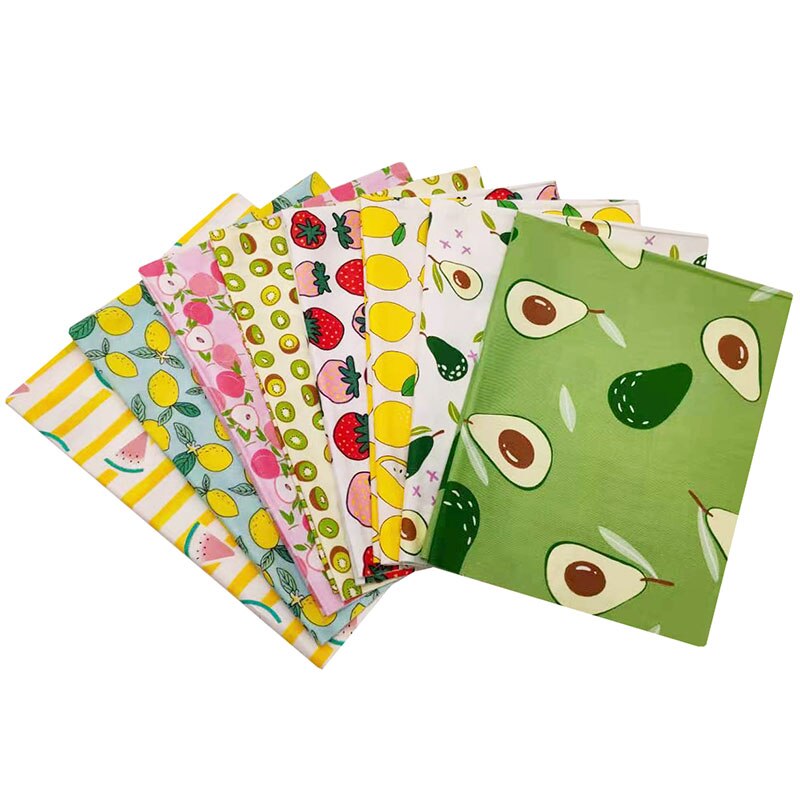 Tecidos de algodão estampados, 50cm x 50cm, costura, acolchoado para patchwork, bordado, faça você mesmo, artesanal, 8 peças da série frutas