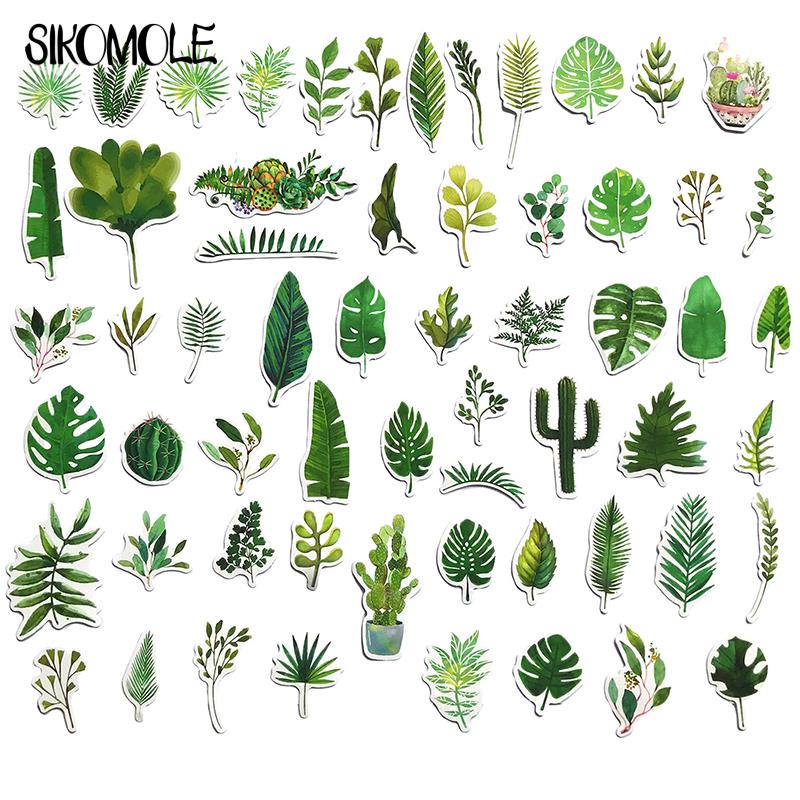 10/30/60Pcs Mini Plant Lijm Briefpapier Sticker Groen Blad Case Koffer Diy Speelgoed Laptop Gitaar Skateboard decals Sticker F5