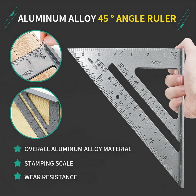 Triangle Ruler 90 Degree Thickening Angle Rule Aluminum Alloy Carpenter Measurement Square Ruler Layout Tool Measurement Tool