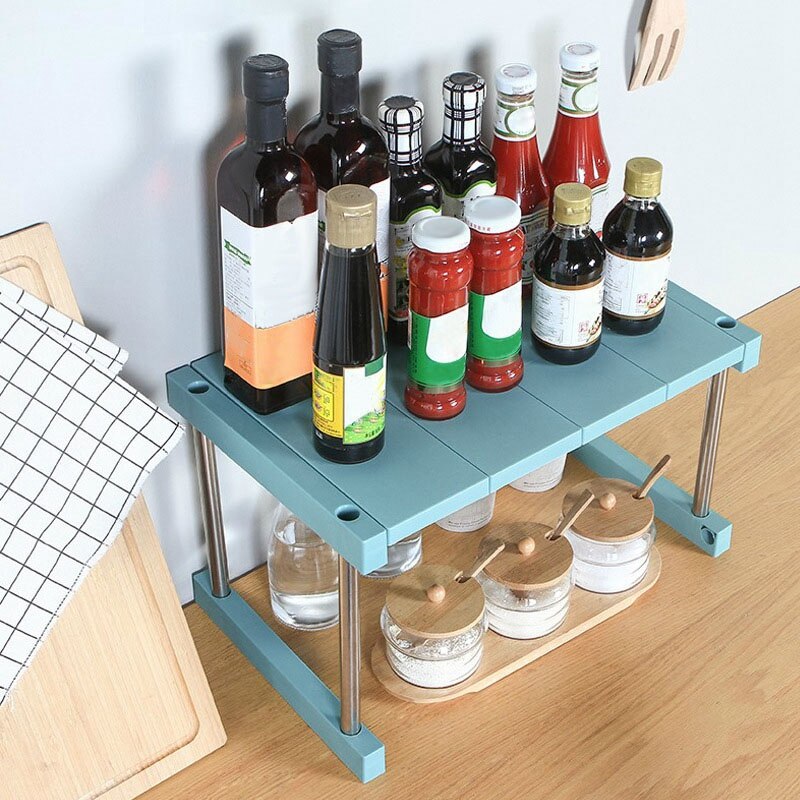 Kitchen Cabinet Counter Shelf Organizer Expandable Stackable Spice Rack for Dish Sauce