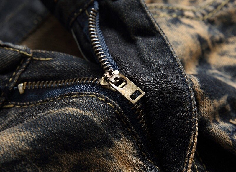 KH männer Europäischen Beiläufige Gerade Jeans Herren Zerrissen Löcher Jahrgang Stickerei Plus Größe Denim Hosen Flut waren