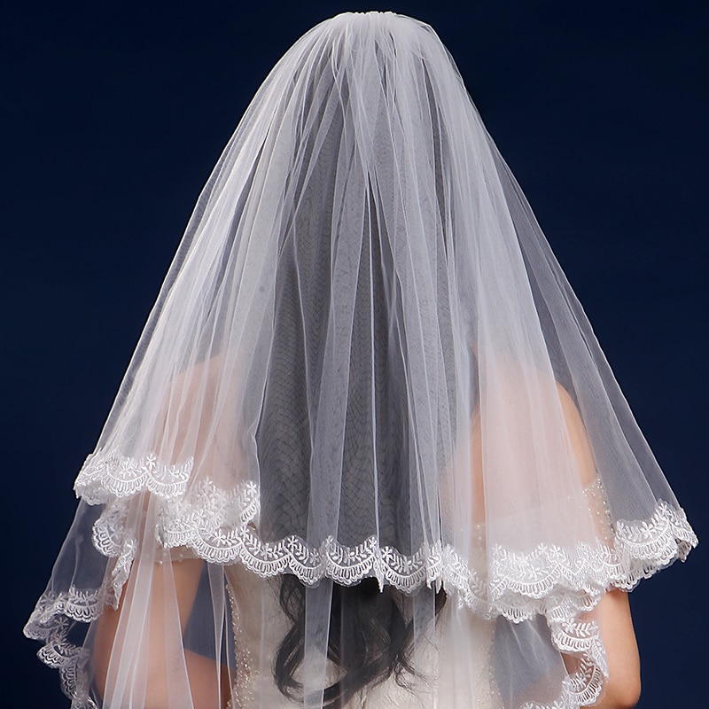 Hermoso lazo flor graciosa con borde de encaje Mantilla accesorio para boda, vestido de novia, velo de novia, 1,5 m, , disponible