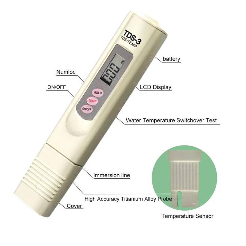Portable Digital PH Meter Tester with TDS Meter Pen PH High Accuracy for Drink Water Food Lab PH Monitor