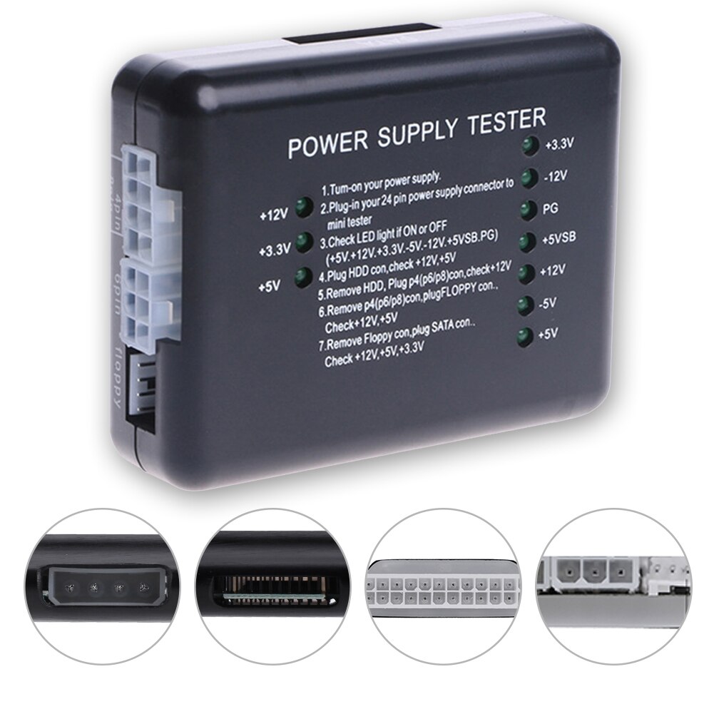 20/24 Pin ATX SATA HDD Power Supply Tester Checker Meter PC Computer Power Supply Measuring Diagnostic Test Tools