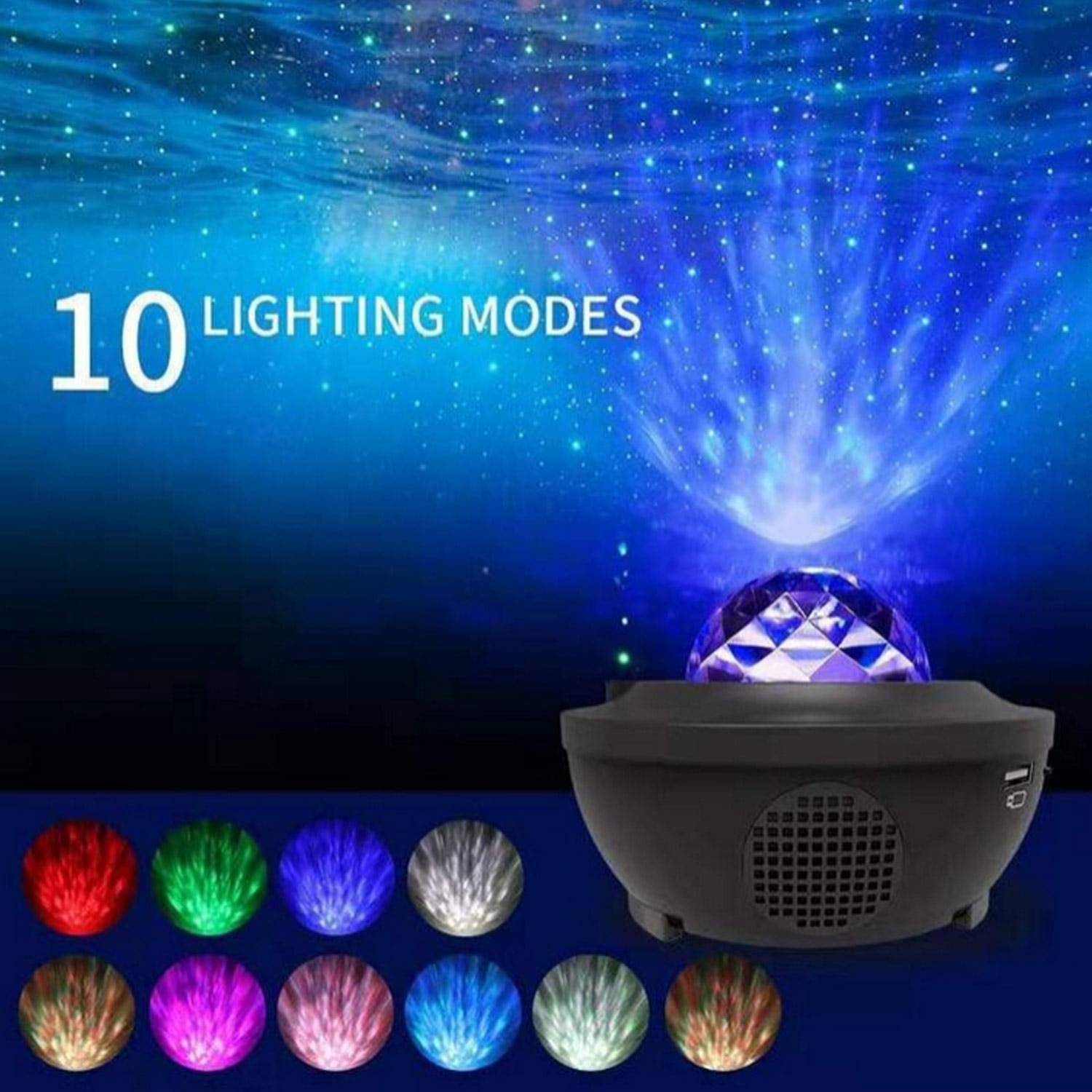 Kleurrijke Sterrenhemel Projector Licht Usb Aangedreven Afstandsbediening Ster Projectie Nachtlampje Lamp Met Bluetooth Speaker