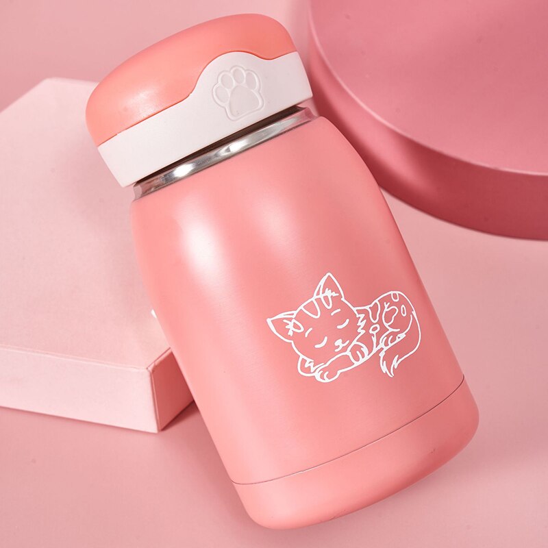 Mini termo de café de 300 ML, termo de acero inoxidable bonito, taza de agua portátil para viaje, termo aislado