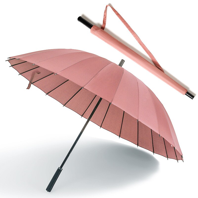 YRYP pluie parapluie hommes femmes 24K verre fibre parapluie forte coupe-vent poignée femmes paraguay: Pink
