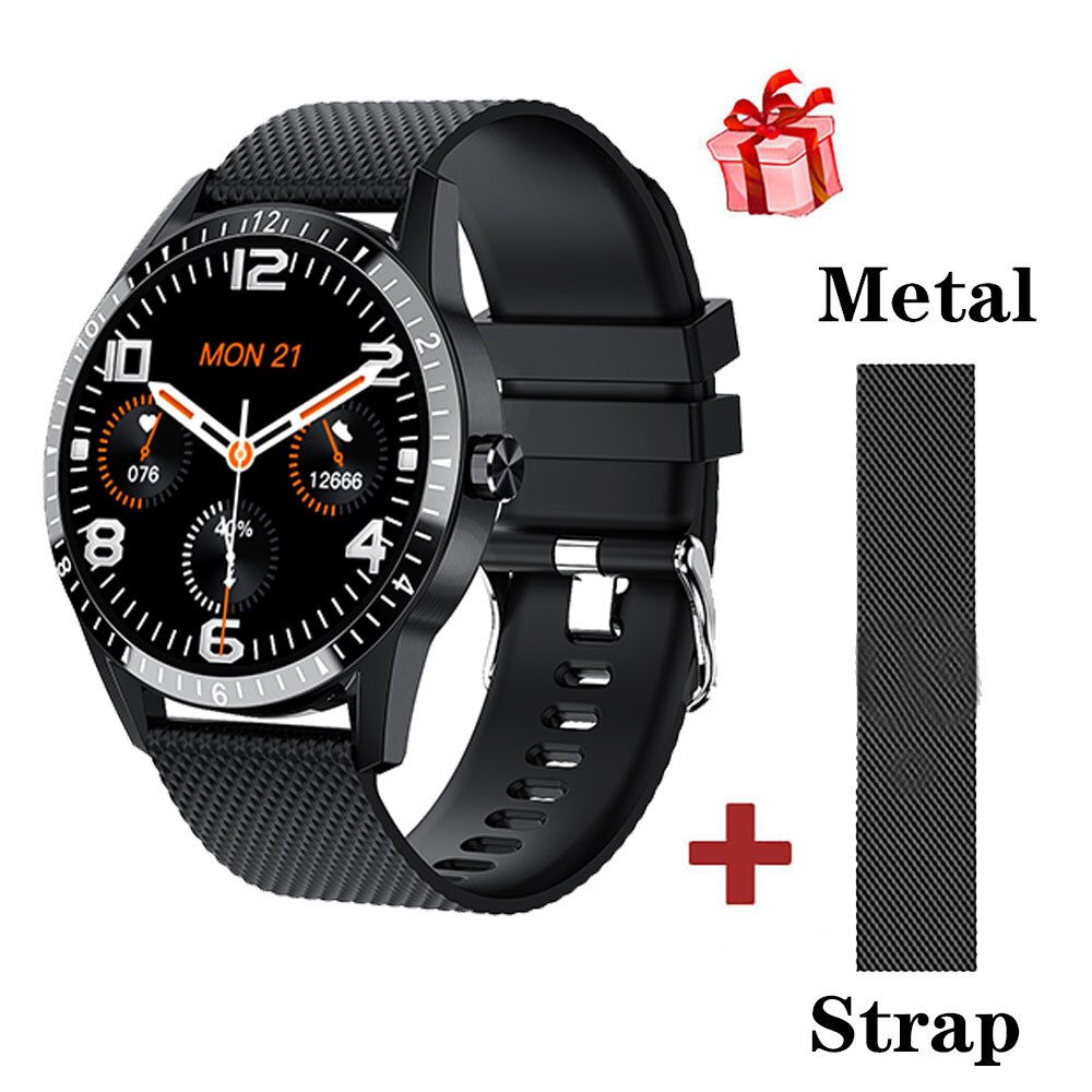 Montre connectée Y20 pour hommes, entièrement tactile, prise en charge des appels Bluetooth, moniteur de fréquence cardiaque, pour téléphone Android IOS PK G20: BK Add Black Steel