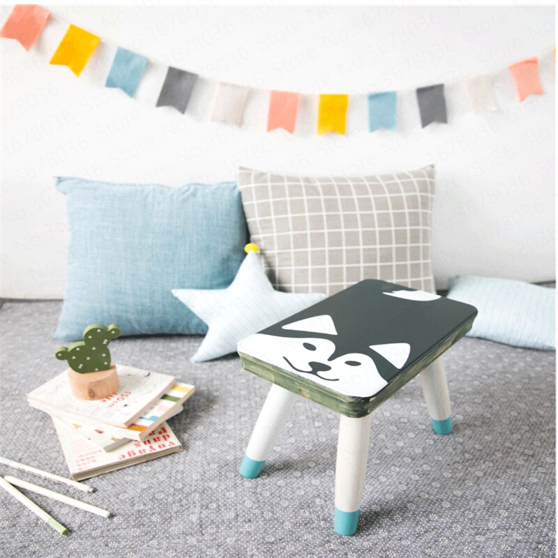 Cute children's small bench solid wood home children's dining chair shoes bench