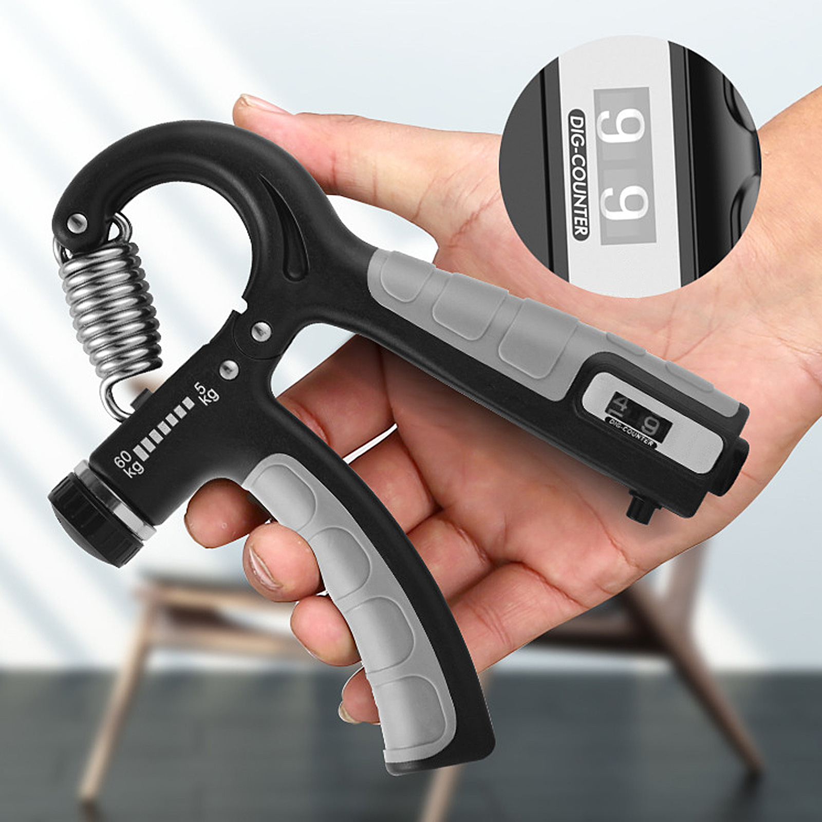 Grip Strength Device Portable Fitness Equipment Trainer Durable 5KG-60KG Countable Finger Rehabilitation Training