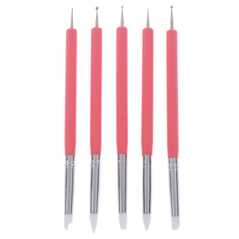5pcs/Set Silicone + Stainless steel Two Head Sculpting Polymer Modelling Shaper Art Tools Soft Pottery Clay Tool