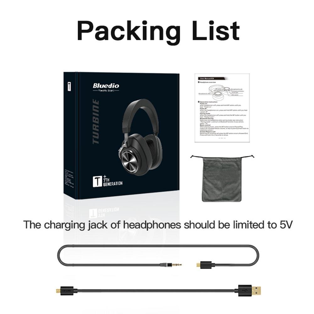 Bluedio T7 Più Cuffie Senza Fili Bluetooth 5.0 utente-definito Attivo con Cancellazione del Rumore Auricolare Senza Fili per I Telefoni e Musica