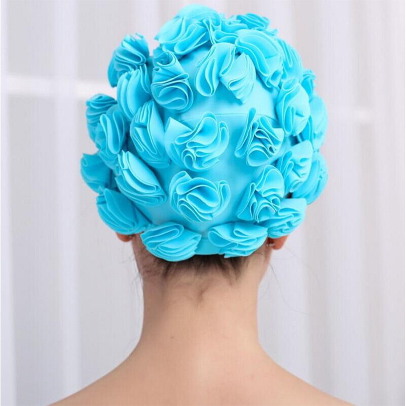 Kvinder damer vintage stil blomsterblomst voksen badehætte fri størrelse elastisk svømme badehue hårbeskyttelse