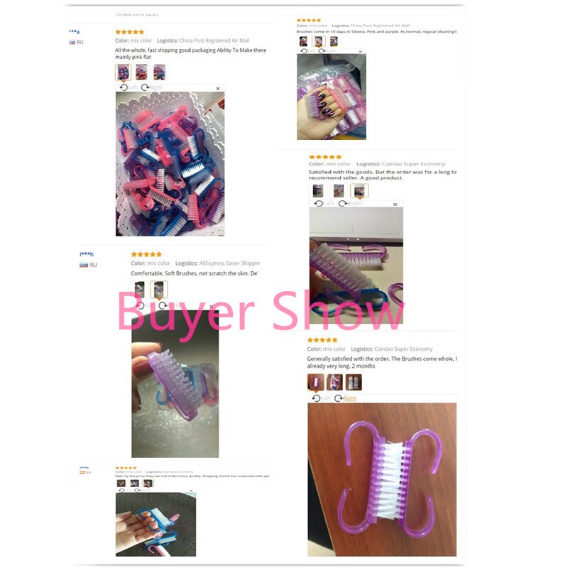 10pc/ partier nail art børste fil nail art manicure pedicure blød fjern plastik støv blød lille vinkel rene børster pink blå lilla