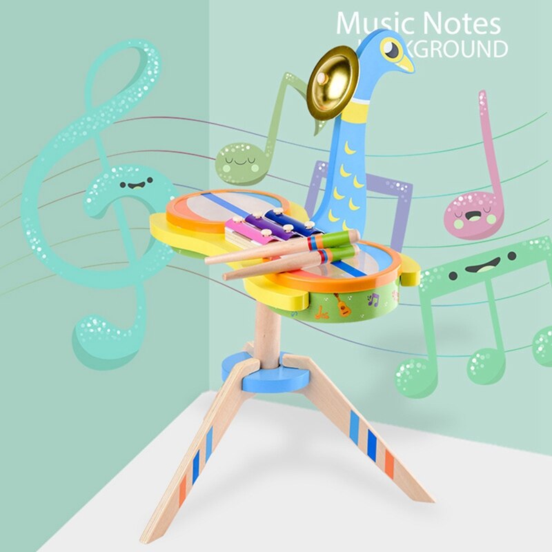 Baby Spielzeug Pfau Trommel Bausatz freundlicher Musical Instrumente Holz Spielzeug für freundlicher Xylophon Spielzeug Hand auf Klavier Schlagzeug