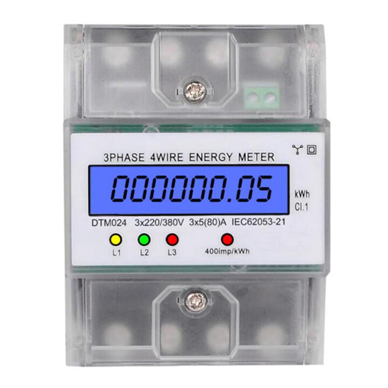 3 Phase 4 Wire Energy Meter 220/380V 5-80A Energy Consumption Kwh Meter DIN Rail Installation Digital Power Meter: Default Title