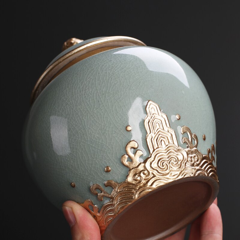 Chinese-style Ceramic Large Tea Cans Sealed Cans Enamel Retro Generals Cans Dried Fruit Snack Storage Cans Home Decoration