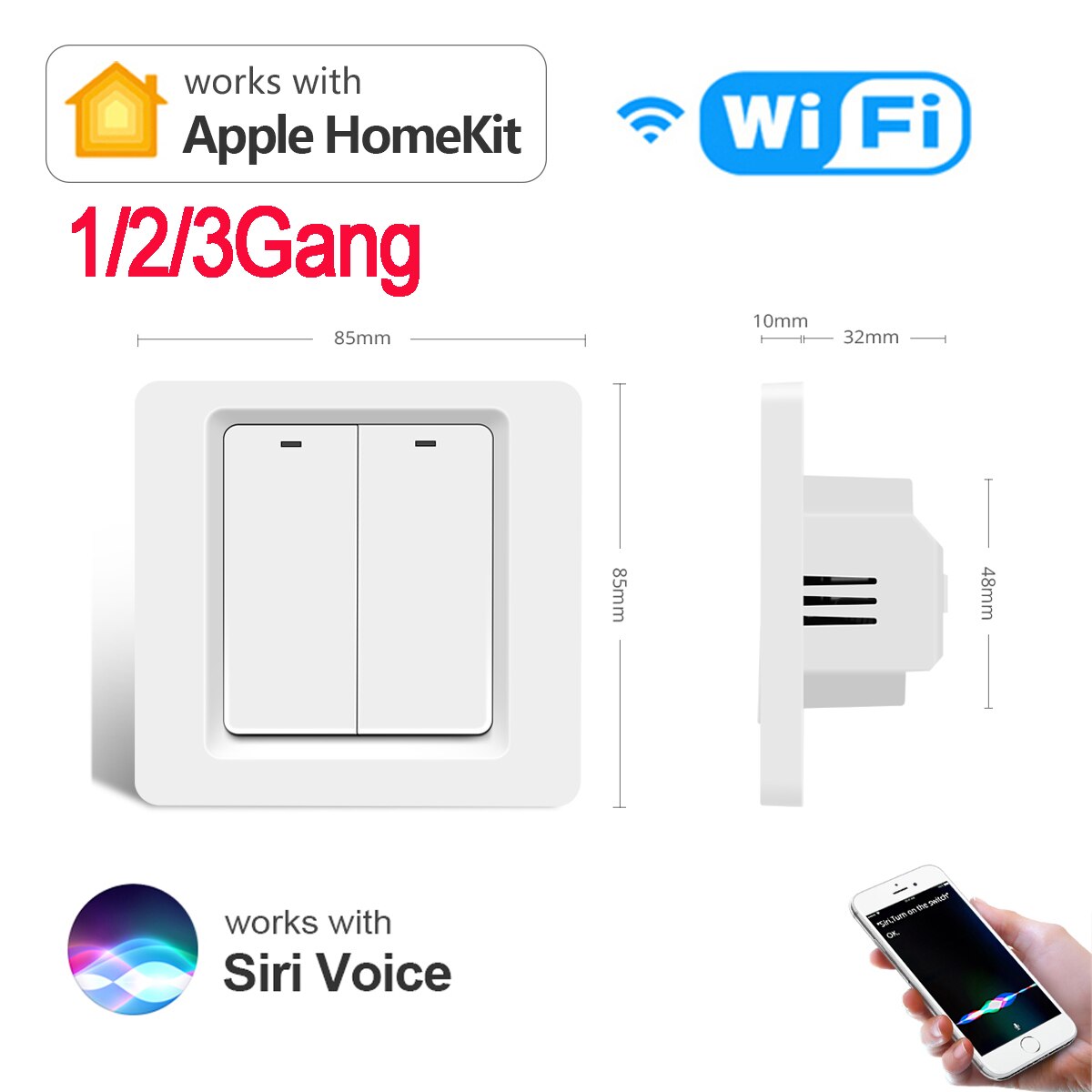 For Apple Homekit Smart Life Switch Wifi Remote Siri Voice Control Led Lamp Room Bedroom Google Home/Light/Wall/Button/EU Switch