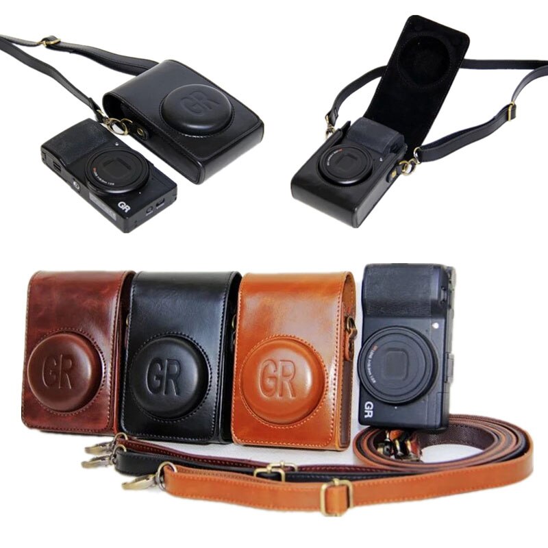 PU Camera Leather Case For Ricoh GR GRII GRIII GR GR2 GR3 Camera Bag Case Cover With Strap