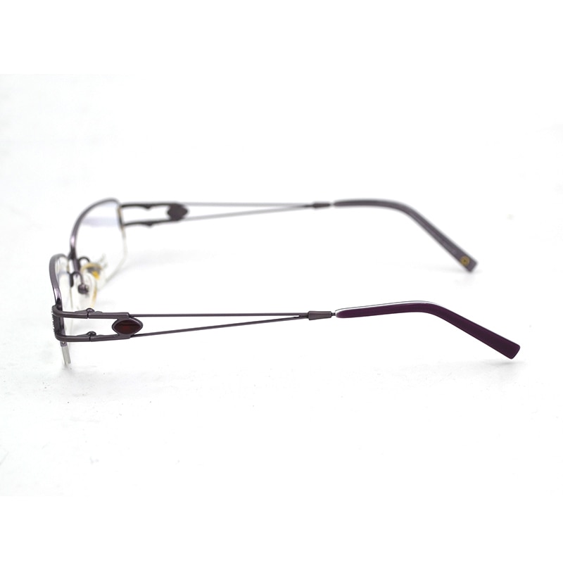 Crystal Decorated Woman Glasses Frames Semi Rim Titanium Hollow Out Temple Diamond Frame Women Prescription Eyeglasses D5