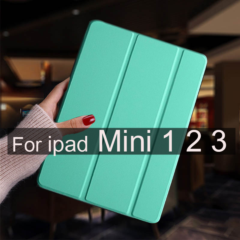 For ipad mini 5 4 3 2 1 Case Leather Stand Smart Tablet Cover Skin For iPad Mini 4 Case Mini 2 3 1 Mini 5 Protective Shell: Mini 123 Mint green