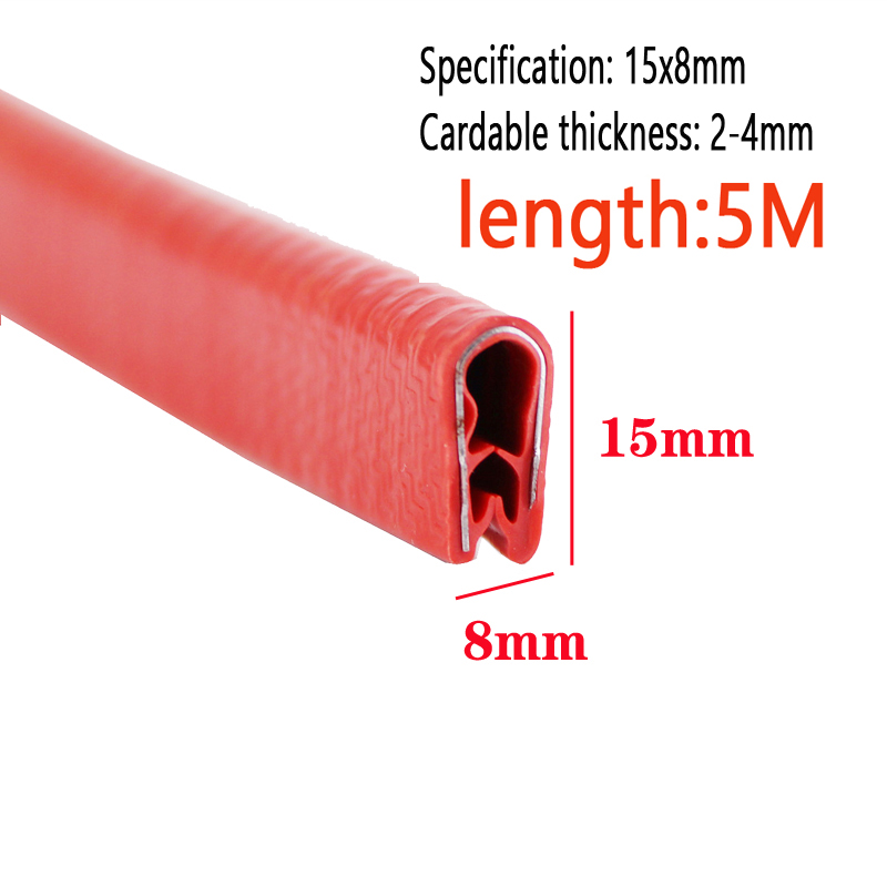 5m længder clmap fortykket panel u-formet gummitætningsliste kant gummibeskyttelsesliste metalplade kant gummiliste: Guld