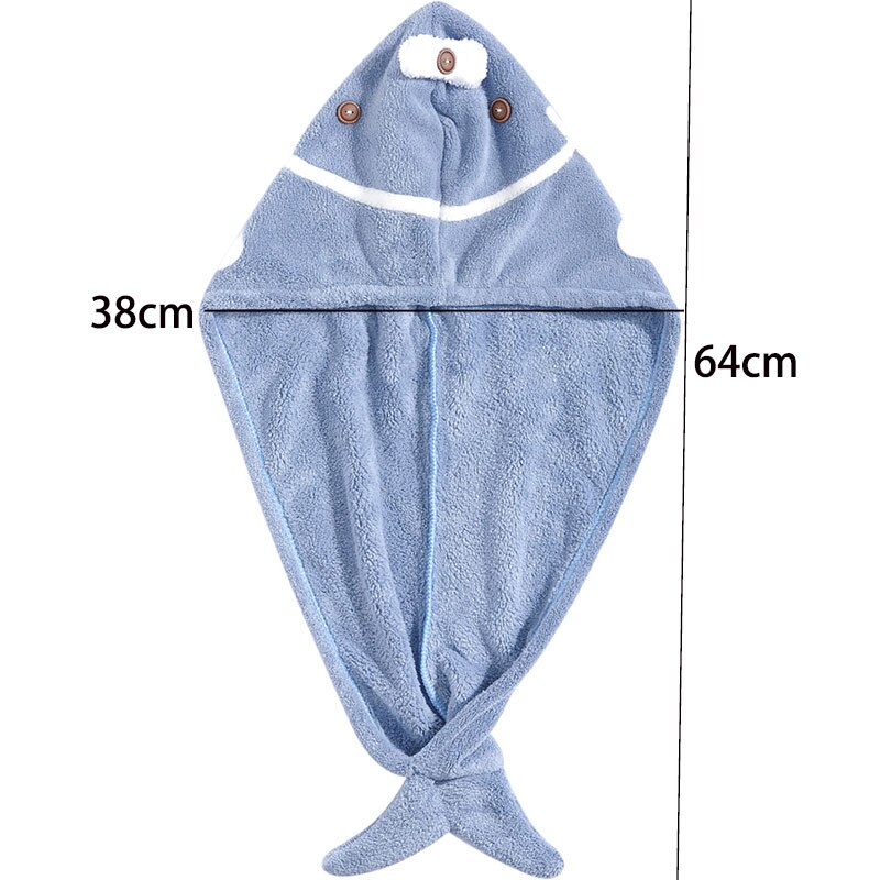 Vanzlife coral velvet droog haarkap, dikke handdoek voor droog haar, absorberende hoed, super snel drogende handdoek voor droog haar: Blauw