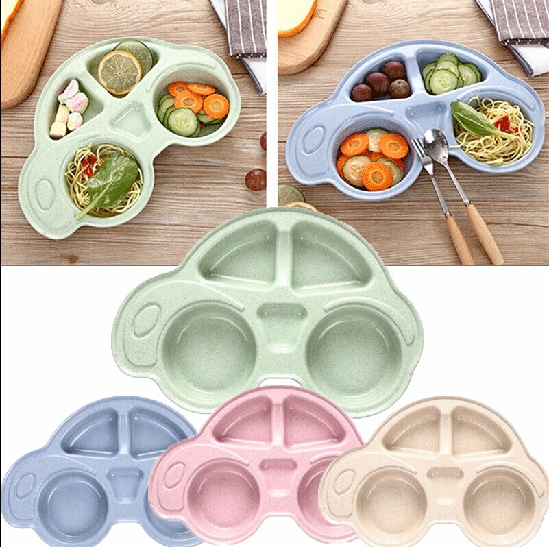 Plato de comida para bebé con forma de coche alimentación de silicona, esterilla, plato