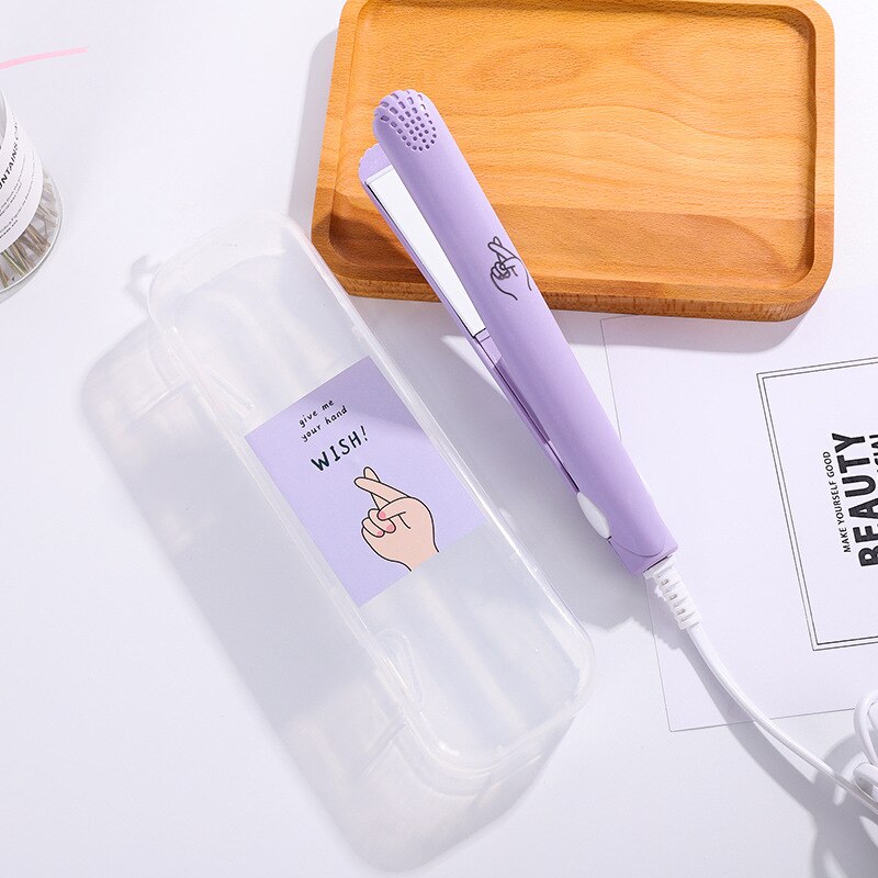 Mini lisseur à cheveux de dessin animé, portable et mignon, pour la maison et les voyages, outils de lissage des cheveux, 220v fers plats: 02 violets