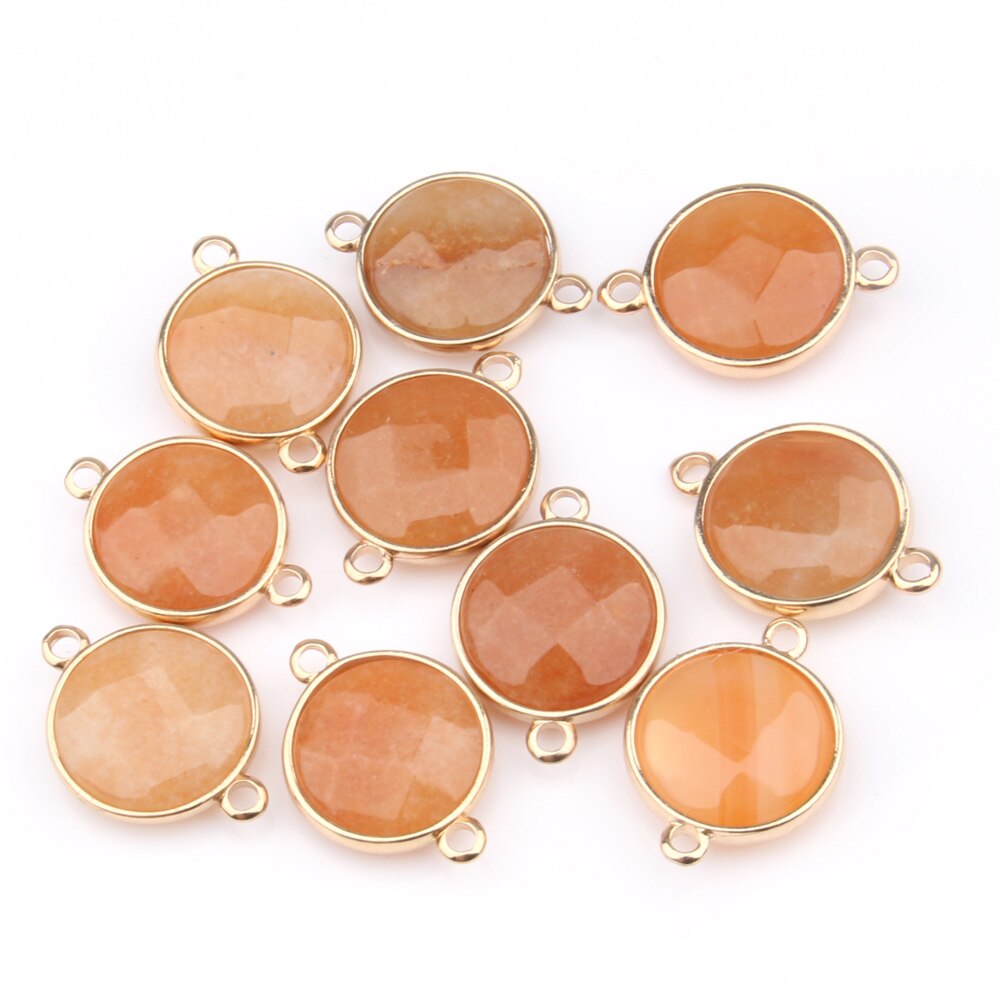 5pcs Naturale Ciondolo In Pietra di Figura Rotonda Sfaccettato Agated Del Pendente per Monili Che Fanno La Collana Accessorie Regalo per le Donne 15x27mm: sunstone