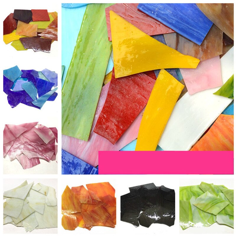 Azulejos de mosaico de vidrio de Mica Irregular para iglesia, piezas de vidrio roto transparente para manualidades, materiales de mosaico decorativos de pared DIY de 500g