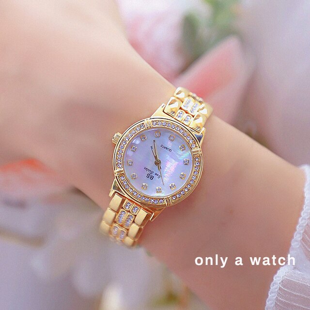 Bee sister dameshorloge luxe roségouden diamanten wijzerplaat met strass steentjes, waterdicht dameshorloge bss -13-38: Goud