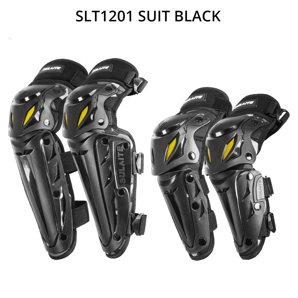 Motorcycle Protection Elbow &amp; Knee Pads Set Protector Moto Equipment For Men Moto Motocross Protective Gear Knee Guards CE: SLT1201-Black-Suit