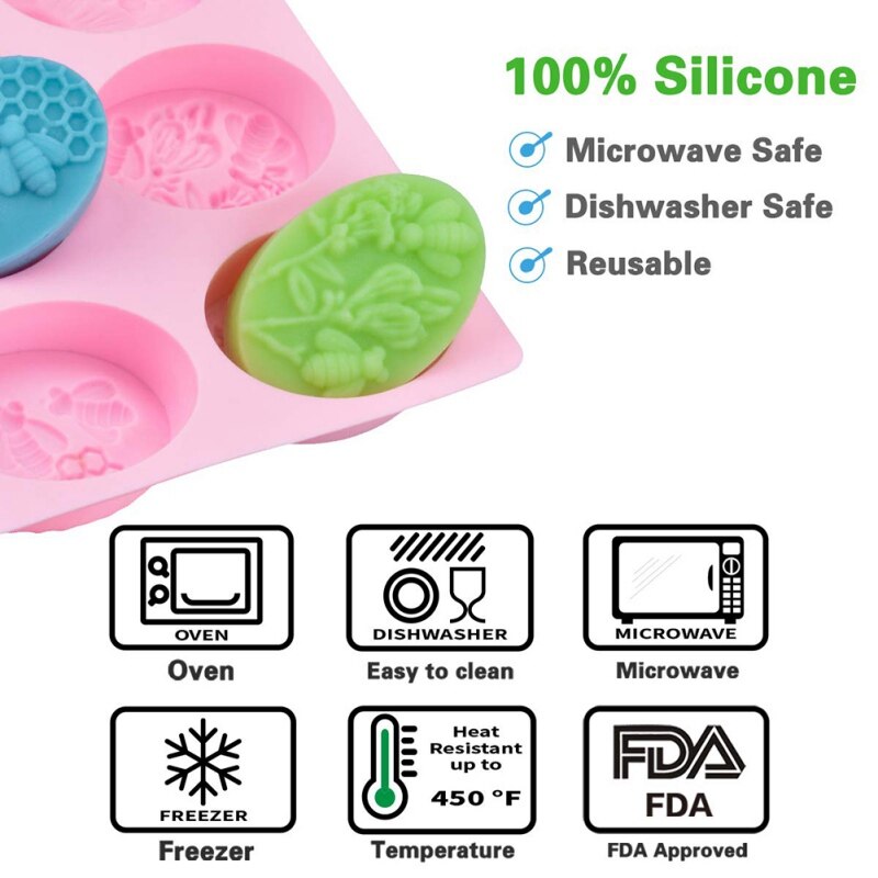 1PC diy Silicone Honey Mold Handmade Soap Mold Bee Craft Soap Mold 6-grids Soap Molds Soap Making Unique Soap Making Tool