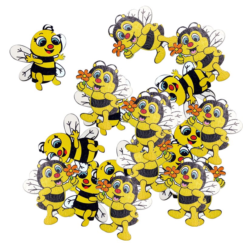 20 Pieces Wood Shapes Bee Embellishments for Scrapbooking Crafts