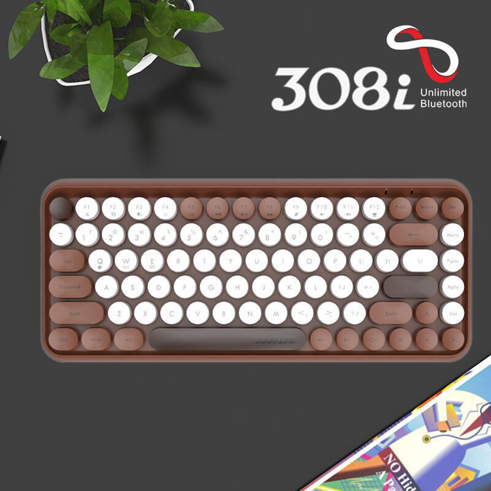 Ajazz 308I 308I Mini 84-Key Retro Ronde Keycaps Bluetooth Toetsenbord Mini 84-Key