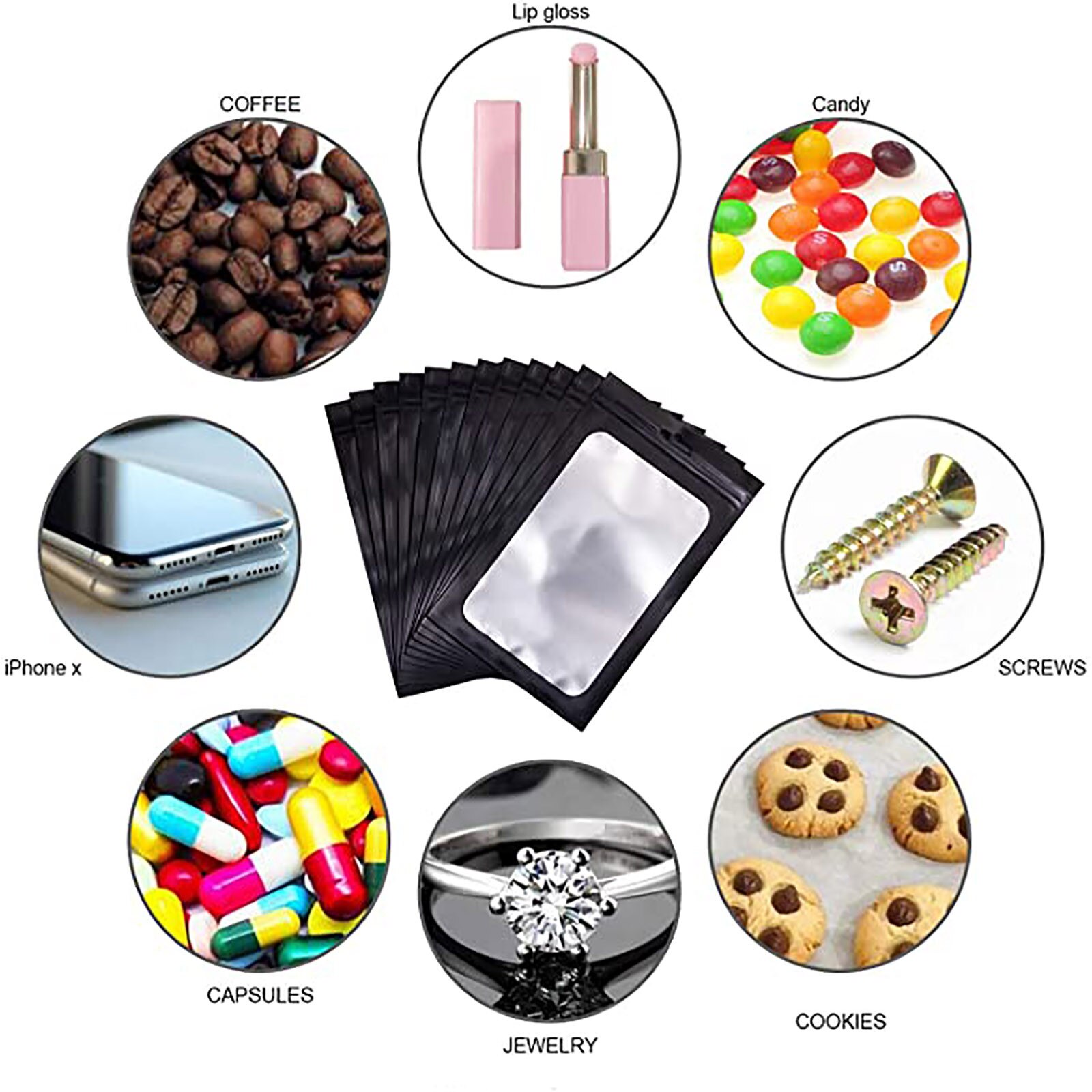 100 stück Matte Schwarz Aluminium Folie Zip-Lock Verpackung Tasche Resealable Grip Ziplock Mylar Beutel Kleine Beutel Lebensmittel Probe Taschen